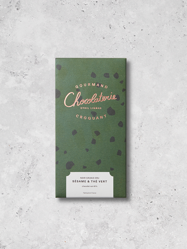 Chocolat Noir Grand Cru Sésame Thé vert La Chocolaterie Cyril Lignac
